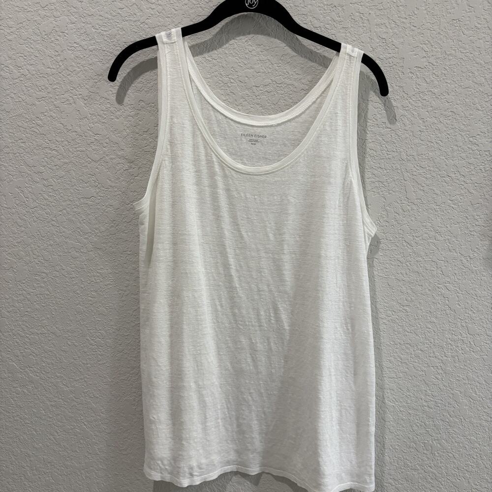 Eileen Fisher Organic Linen Tank Top White Sleeveless Relaxed Fit M